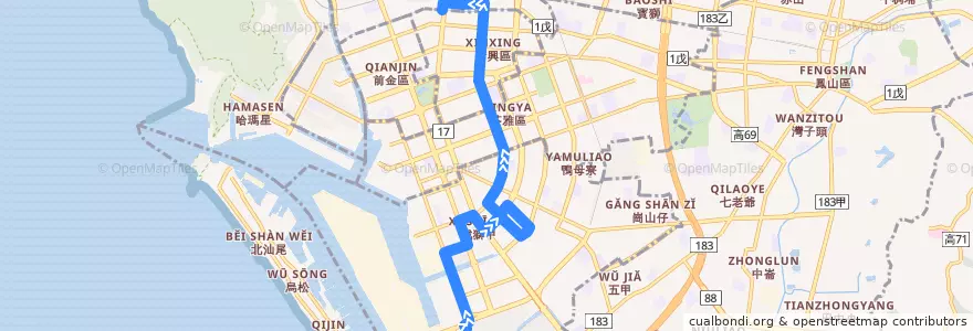 Mapa del recorrido 36路(往程) de la línea  en كاوهسيونغ.