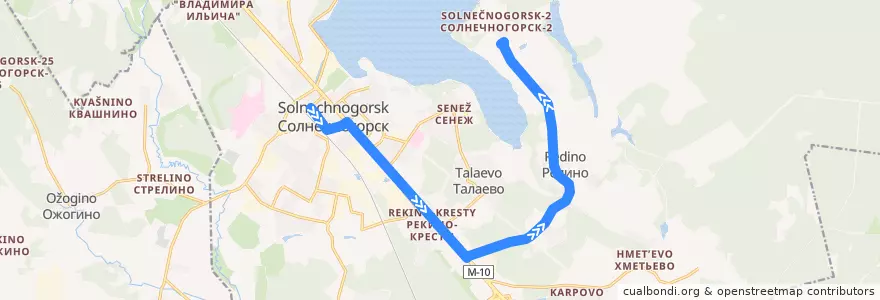 Mapa del recorrido Автобус 29: Солнечногорск - Сенеж de la línea  en городской округ Солнечногорск.