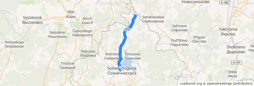 Mapa del recorrido Автобус 24: Солнечногорск - Толстяково - Тараканово de la línea  en Solnechnogorsky District.