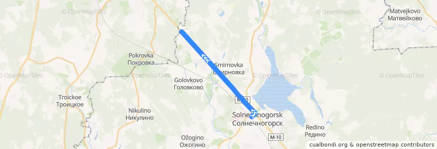 Mapa del recorrido Автобус 30: Солнечногорск - 74-й км de la línea  en городской округ Солнечногорск.