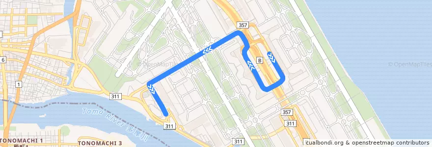 Mapa del recorrido ターミナル間無料連絡バス 国内線⇔国際線間バス de la línea  en 大田区.