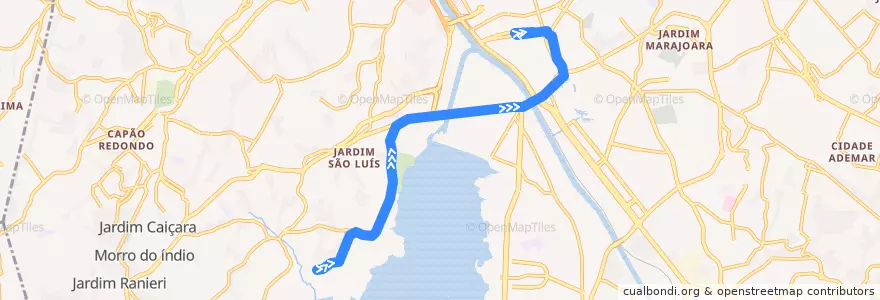 Mapa del recorrido 6258-10 Terminal Santo Amaro de la línea  en San Paolo.
