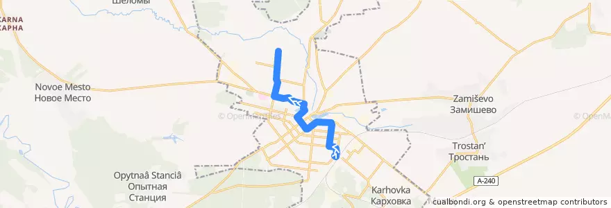 Mapa del recorrido Маршрут №3 de la línea  en Новозыбковский городской округ.