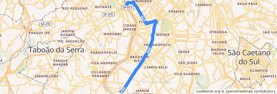 Mapa del recorrido 637P-10 Terminal Pinheiros de la línea  en Сан-Паулу.