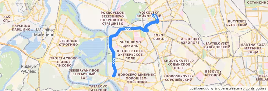 Mapa del recorrido Трамвай 31: Метро «Войковская» => Проспект Маршала Жукова de la línea  en Moscow.
