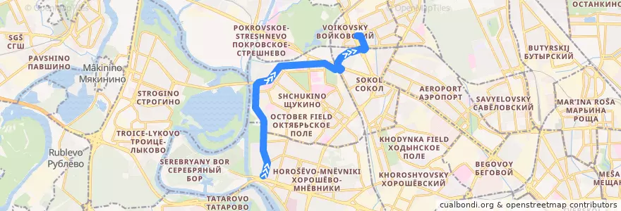 Mapa del recorrido Трамвай 31: Проспект Маршала Жукова => Метро «Войковская» de la línea  en Москва.