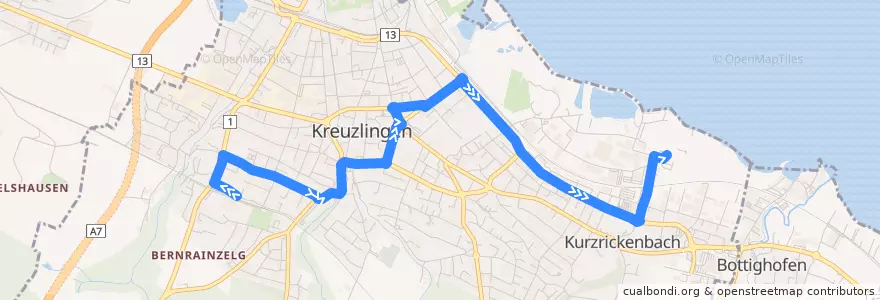Mapa del recorrido Bus 902: Kreuzlingen Bernrain, Bahnhof => Kreuzlingen, Schwimmbad de la línea  en Kreuzlingen.