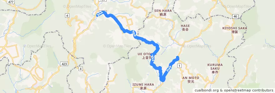 Mapa del recorrido 138: 余野→忍頂寺 de la línea  en 大阪府.