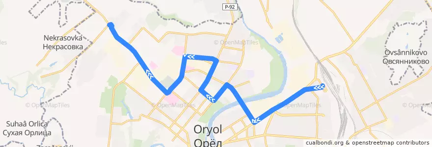 Mapa del recorrido Троллейбус №5: Вокзал - Технический университет de la línea  en Orjol.
