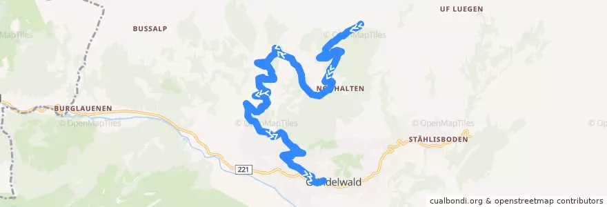 Mapa del recorrido BUS 31.127: Waldspitz => Grindelwald de la línea  en Grindelwald.