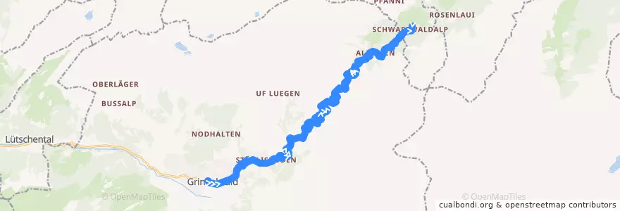 Mapa del recorrido Bus 31.128: Grindelwald => Schwarzwaldalp de la línea  en Grindelwald.