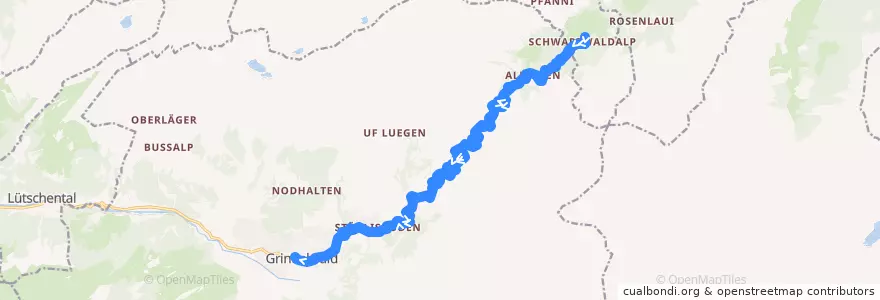 Mapa del recorrido Bus 123: Schwarzwaldalp => Grindelwald de la línea  en 그린델발트.