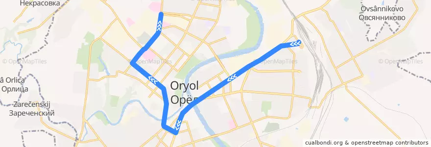 Mapa del recorrido Троллейбус №3: "Вокзал - Больница им. Семашко" de la línea  en городской округ Орёл.