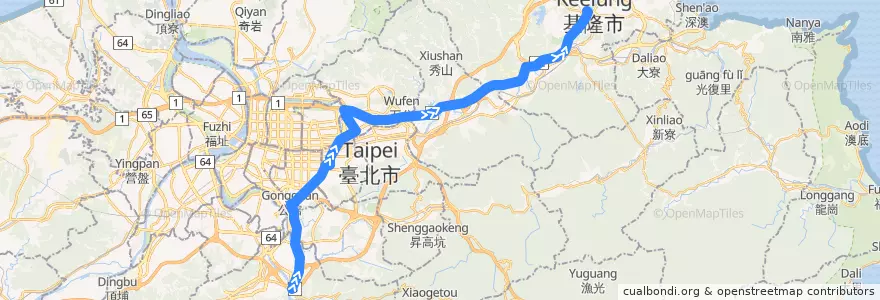 Mapa del recorrido 1551 福和客運 基隆-新店 (返程) de la línea  en 臺灣.