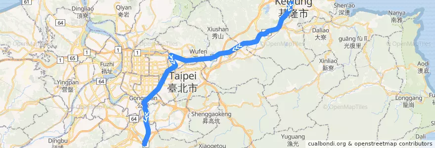Mapa del recorrido 1551 福和客運 基隆-新店 (往程) de la línea  en Taiwan.