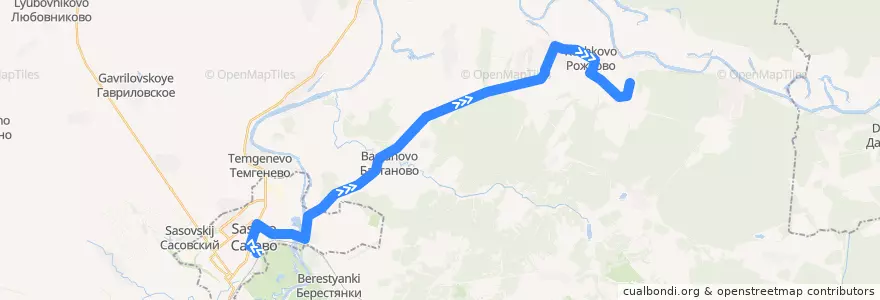 Mapa del recorrido 112 Сасово — Ласицы de la línea  en Sasovsky District.