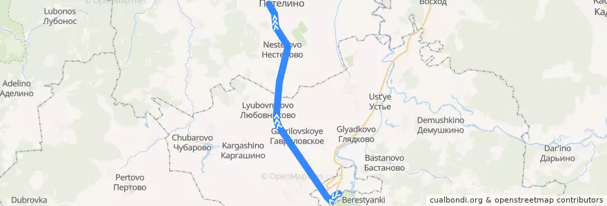 Mapa del recorrido 179 Сасово — Пителино de la línea  en Oblast Rjasan.