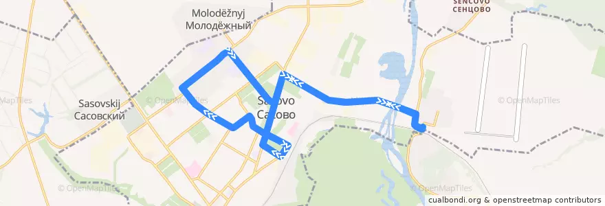 Mapa del recorrido 113 Вокзал — Микрорайон — Авиагородок de la línea  en городской округ Сасово.