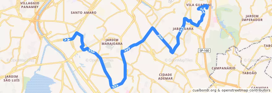 Mapa del recorrido 576C-10 Metrô Jabaquara de la línea  en São Paulo.