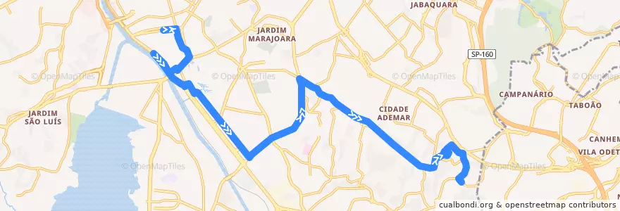 Mapa del recorrido 546L-10 Jardim Luso de la línea  en サンパウロ.