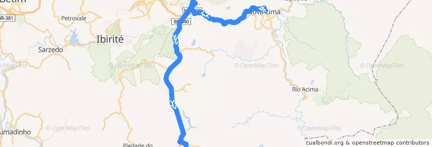 Mapa del recorrido 011 - Alphaville (ida) de la línea  en Microrregião Belo Horizonte.