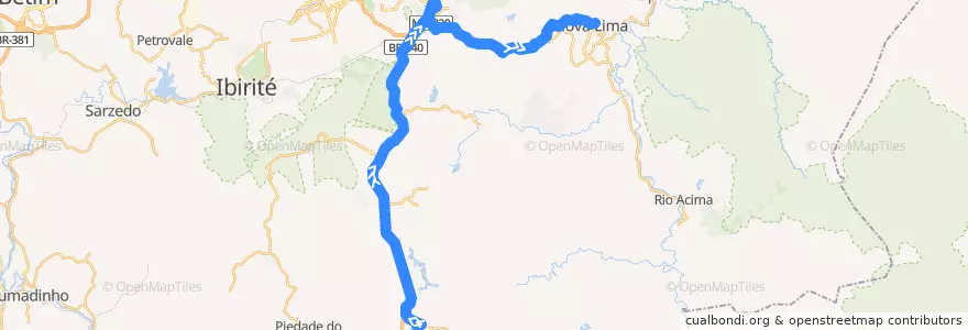 Mapa del recorrido 011 - Alphaville (volta) de la línea  en Nova Lima.