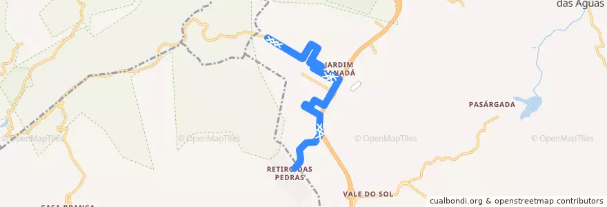 Mapa del recorrido 014 - Jardim Canadá/Retiro das Pedras de la línea  en Nova Lima.