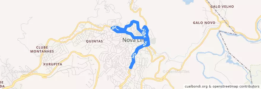 Mapa del recorrido 017 - Circular Centro de la línea  en Nova Lima.
