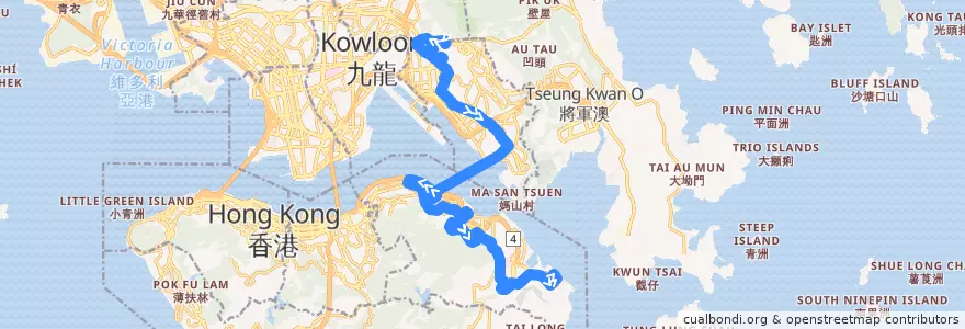 Mapa del recorrido Bus 606 (Choi Wan (Fung Shing Street) → Siu Sai Wan (Island Resort)) (via Choi Ha Road) de la línea  en Novos Territórios.