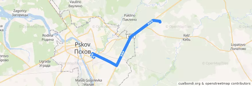 Mapa del recorrido Автобус №9 de la línea  en Псковский район.