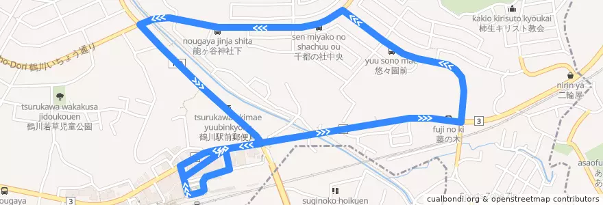 Mapa del recorrido 鶴10 de la línea  en 町田市.