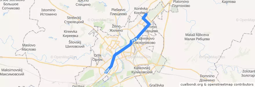 Mapa del recorrido Троллейбус №1: "Автовокзал - Санаторий Лесной" de la línea  en городской округ Орёл.