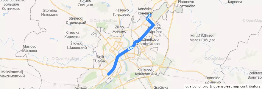 Mapa del recorrido Троллейбус №1: "Санаторий Лесной - Автовокзал" de la línea  en Oryol.