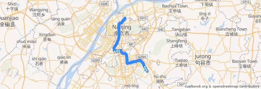 Mapa del recorrido 南京地铁1号线: 中国药科大学 => 迈皋桥 de la línea  en نانجينغ.