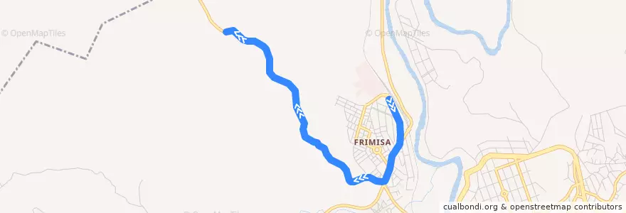Mapa del recorrido SC01-3 - Frimisa/APAC (ida) de la línea  en Santa Luzia.