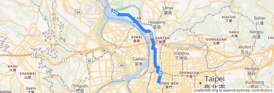 Mapa del recorrido 臺北市 2 台北海院-臺大醫院 (往臺大醫院) de la línea  en Taipei.