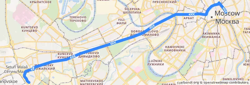 Mapa del recorrido Ночной автобус Н2: Метро «Китай-город» => Беловежская улица de la línea  en Moskou.