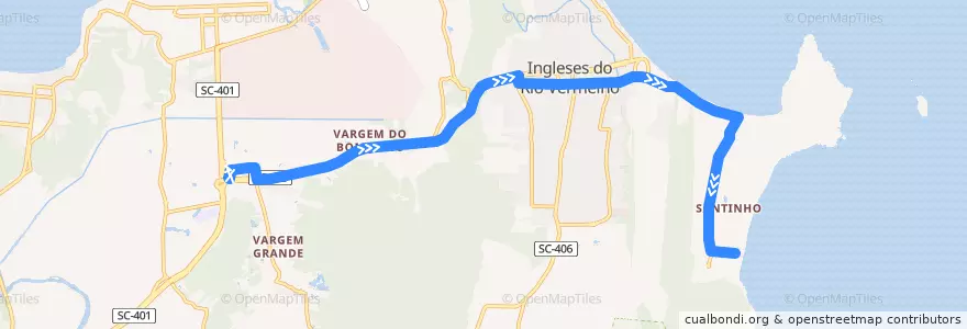 Mapa del recorrido Ônibus 264: Ingleses, Santinho => TICAN, Ida de la línea  en Florianópolis.