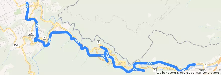 Mapa del recorrido 箱根登山鉄道鉄道線 de la línea  en 箱根町.