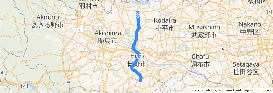 Mapa del recorrido 多摩都市モノレール線 de la línea  en 東京都.
