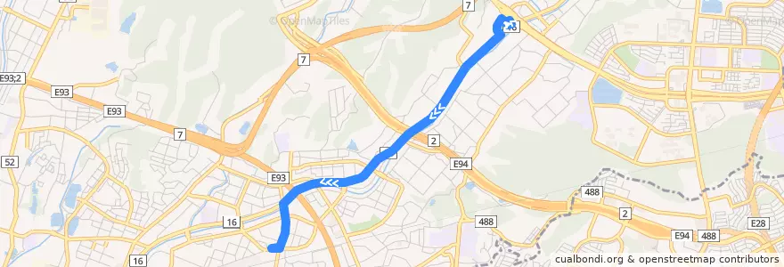 Mapa del recorrido 68 de la línea  en 西区.
