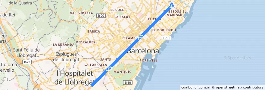 Mapa del recorrido H12: Besòs-Verneda => Gornal de la línea  en Barcelona.