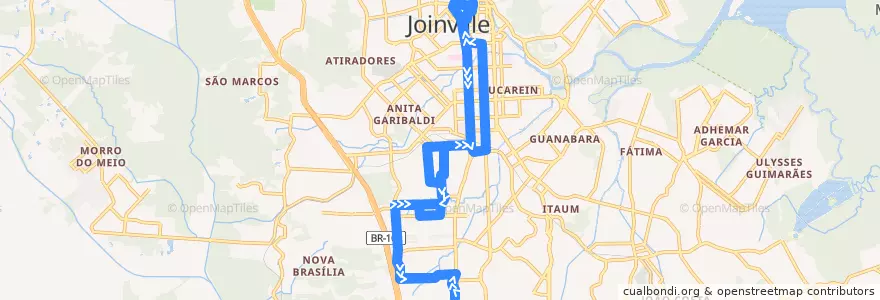 Mapa del recorrido Nilo Peçanha de la línea  en ジョインヴィレ.