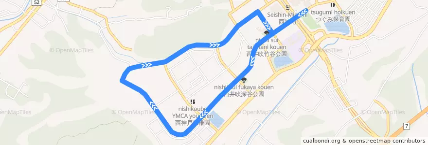 Mapa del recorrido 47 de la línea  en 西区.