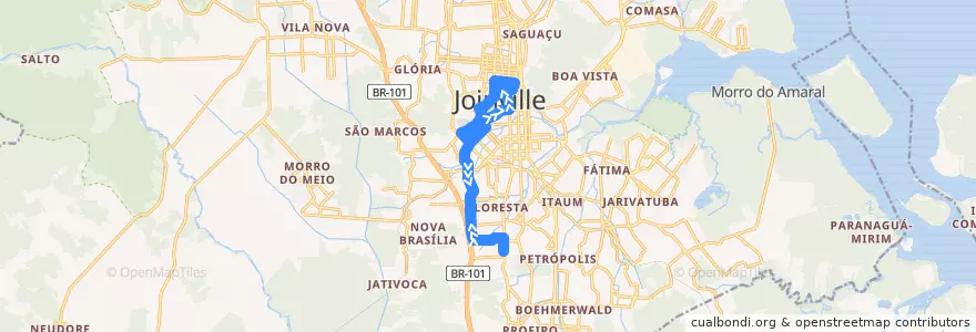 Mapa del recorrido Copacabana de la línea  en Joinville.