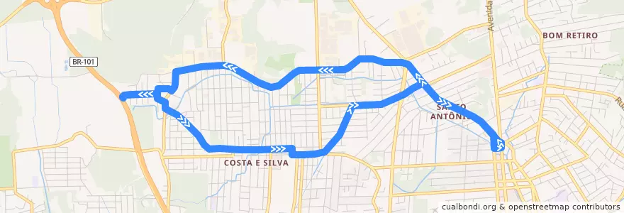 Mapa del recorrido Circular Parque Douat de la línea  en Joinville.