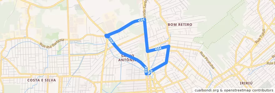 Mapa del recorrido Arno W. Döhler/Norte de la línea  en Joinville.