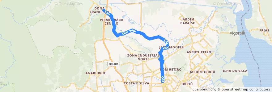 Mapa del recorrido Fundação 25 de Julho de la línea  en Joinville.