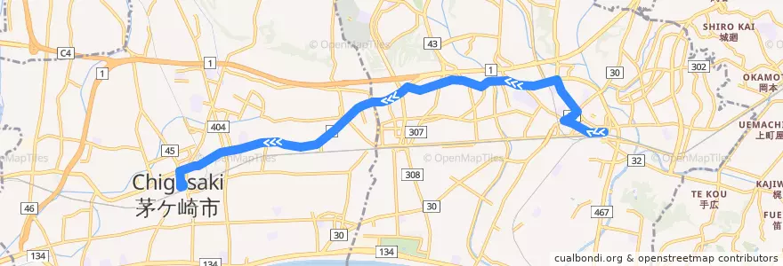 Mapa del recorrido 藤沢07系統 de la línea  en 神奈川県.