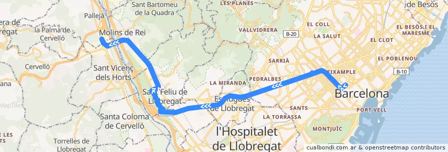 Mapa del recorrido N50 Martorell - Barcelona de la línea  en Барселона.